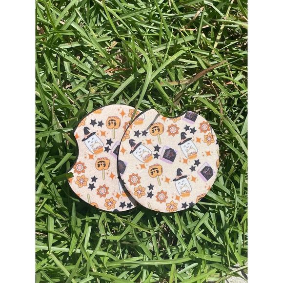 Cute Spooky Vibes Neoprene Car Coasters 2 Pack - Picture 4 of 7